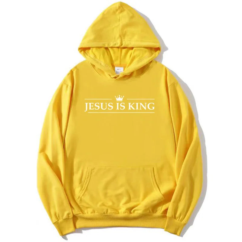 Hanorac cu imprimeu „Jesus Is King”, unisex
