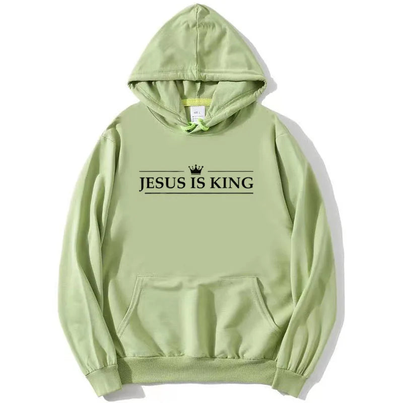 Hanorac cu imprimeu „Jesus Is King”, unisex