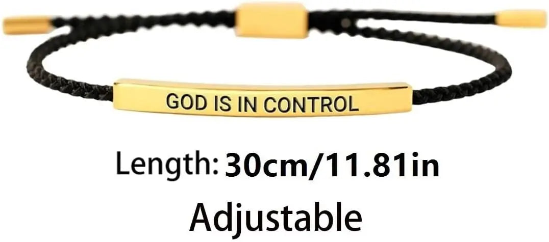 Brățară creștină din oțel inoxidabil „God Is in Control”