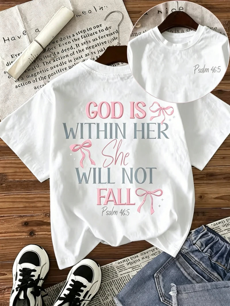 Tricou damă „God Is Within Her”, Psalmul 46:5