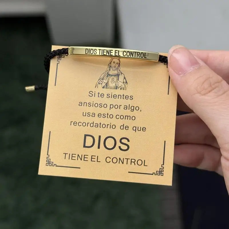 Brățară creștină din oțel inoxidabil „God Is in Control”