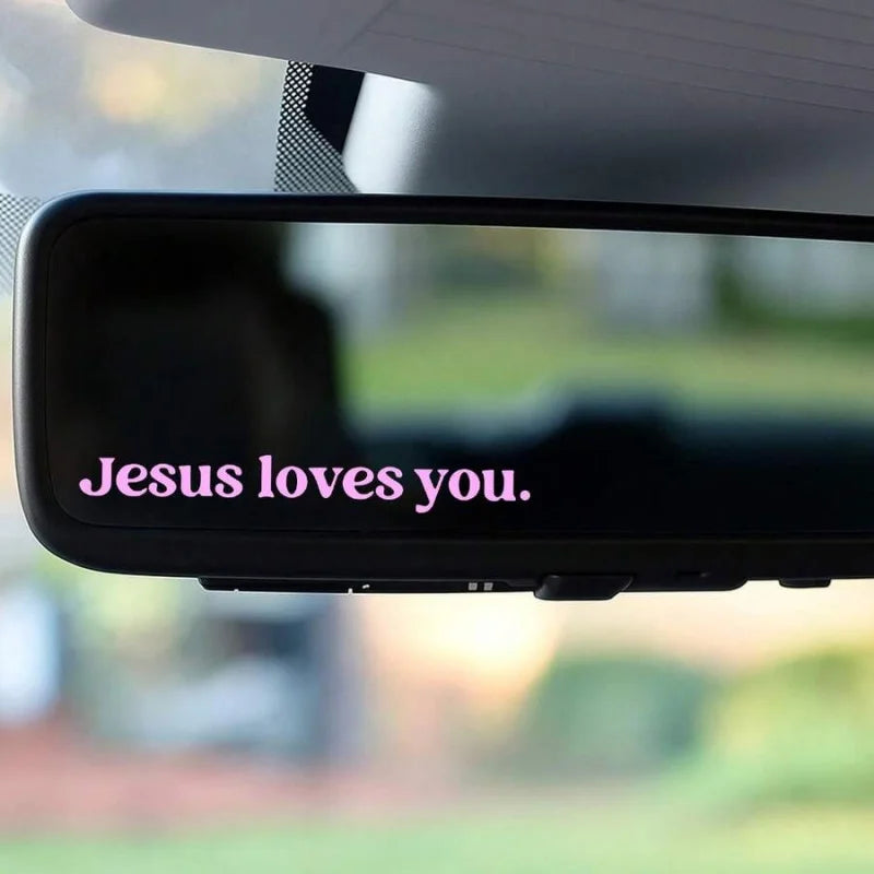 Autocolant creștin „Jesus Loves You”, pentru mașină, oglindă retrovizoare sau decor interior