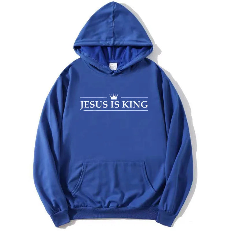Hanorac cu imprimeu „Jesus Is King”, unisex