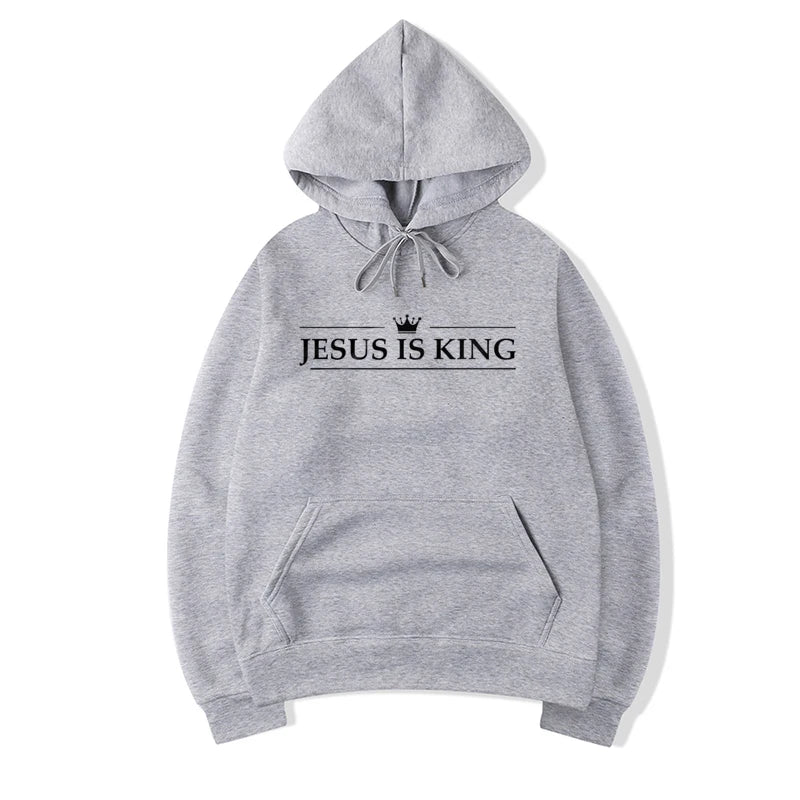 Hanorac cu imprimeu „Jesus Is King”, unisex