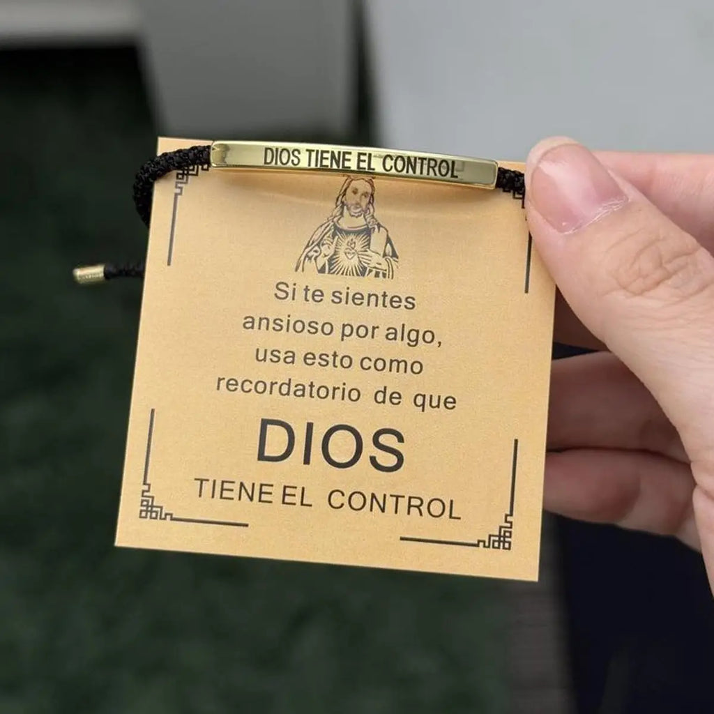 Brățară creștină din oțel inoxidabil „God Is in Control”