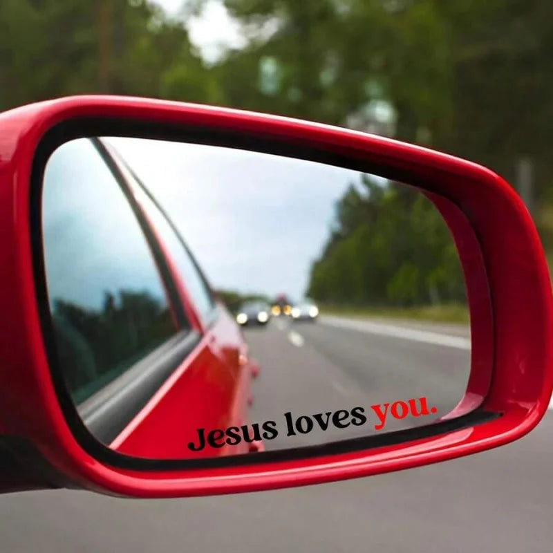 Autocolant creștin „Jesus Loves You”, pentru mașină, oglindă retrovizoare sau decor interior