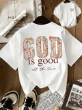 Tricou damă creștin cu imprimeu floral „God Is Good All The Time”