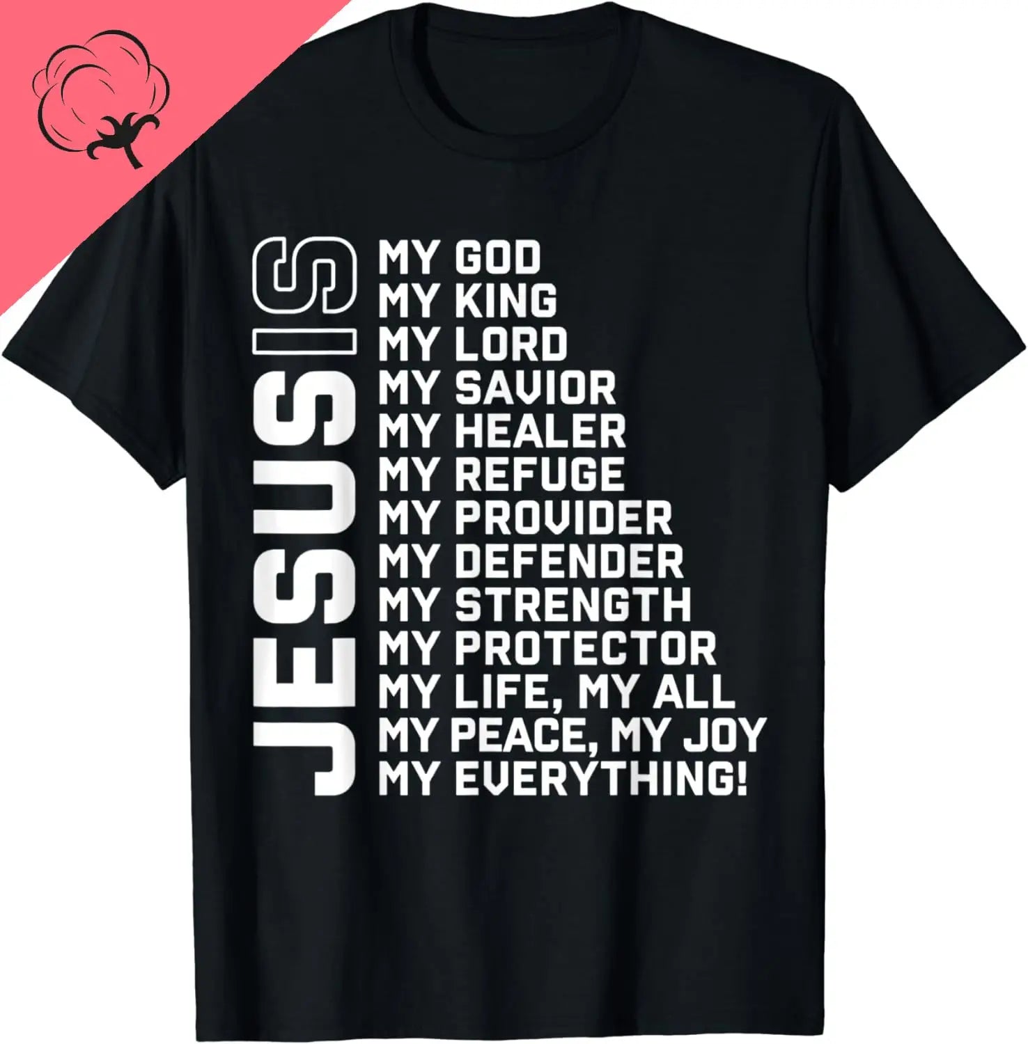 Tricou bărbătesc, imprimeu „Jesus Is My God, My King, My Lord, My Savior”