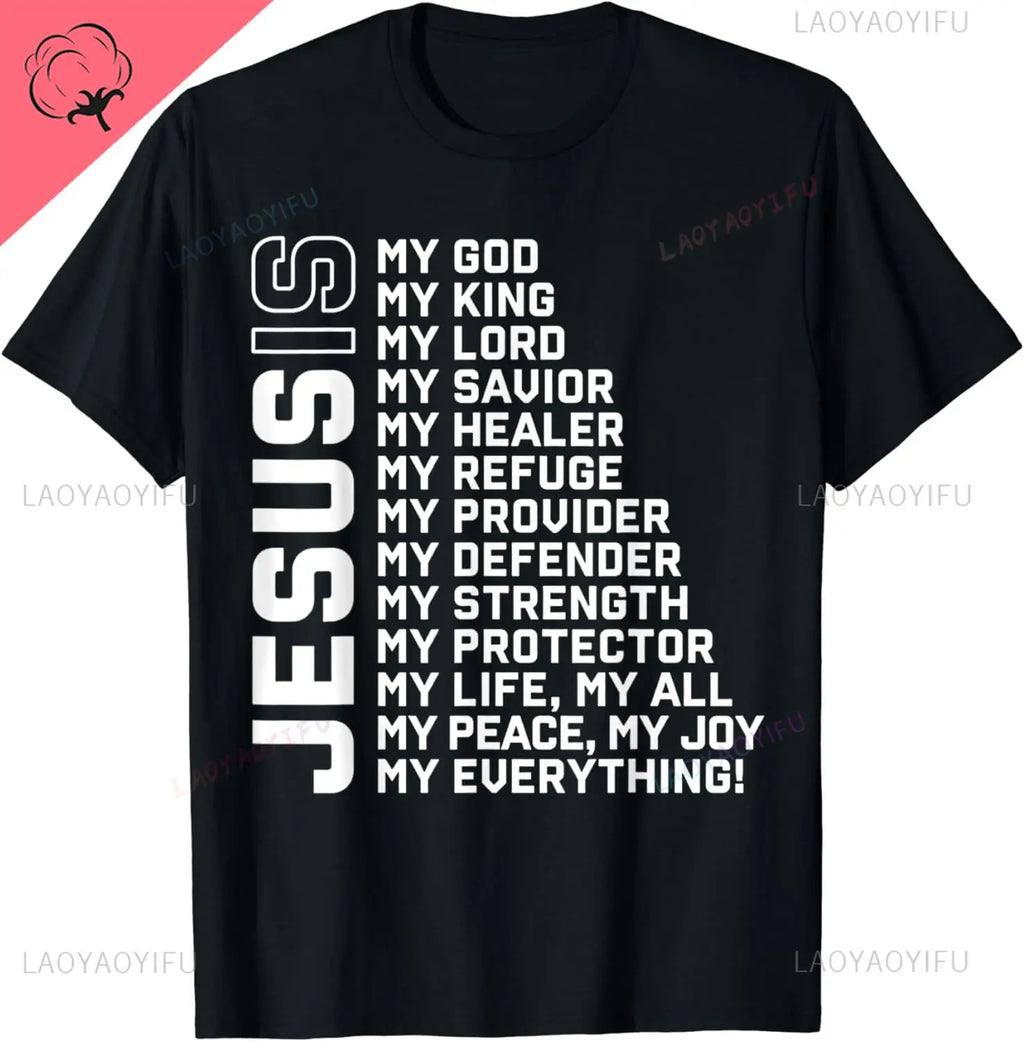 Tricou bărbătesc, imprimeu „Jesus Is My God, My King, My Lord, My Savior”