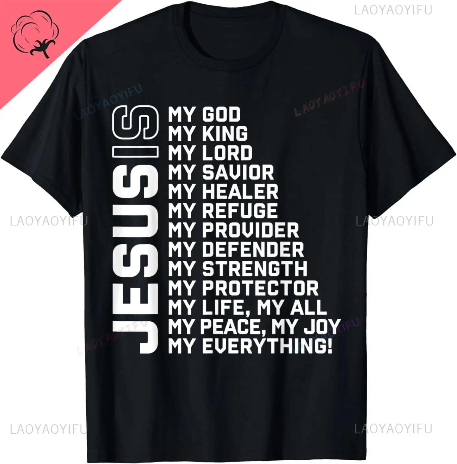 Tricou bărbătesc, imprimeu „Jesus Is My God, My King, My Lord, My Savior”