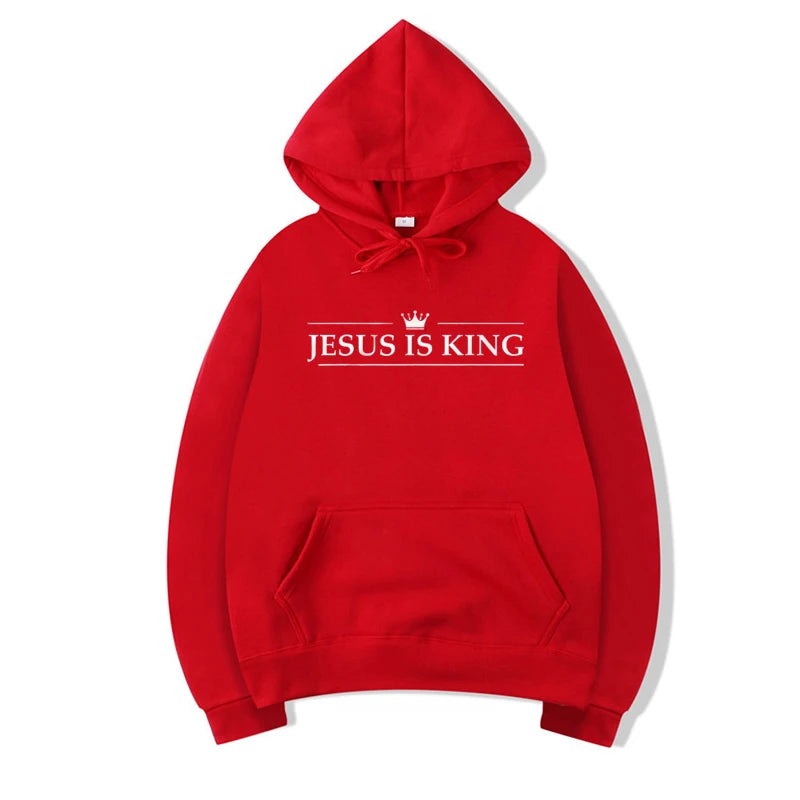 Hanorac cu imprimeu „Jesus Is King”, unisex