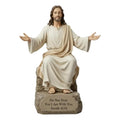 Statuetă creștină cu Isus și verset biblic, din rășină