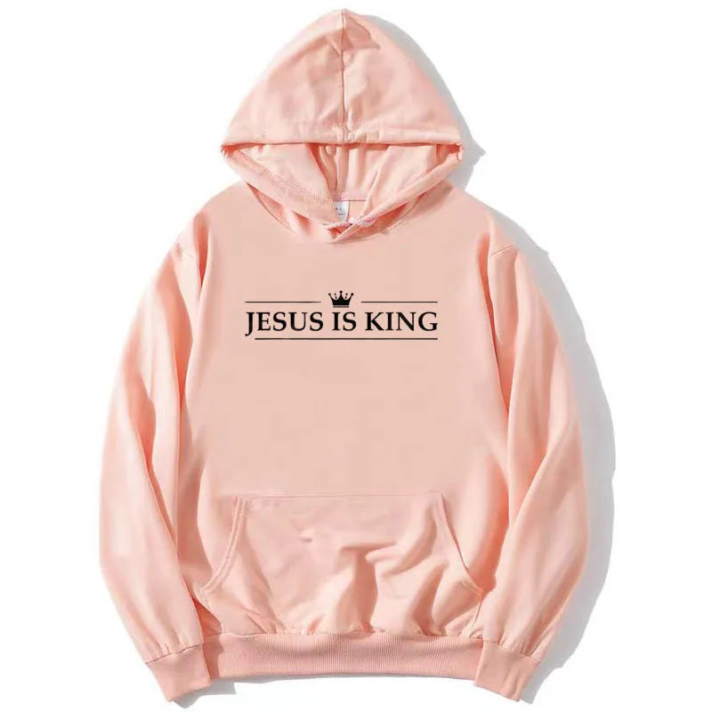 Hanorac cu imprimeu „Jesus Is King”, unisex