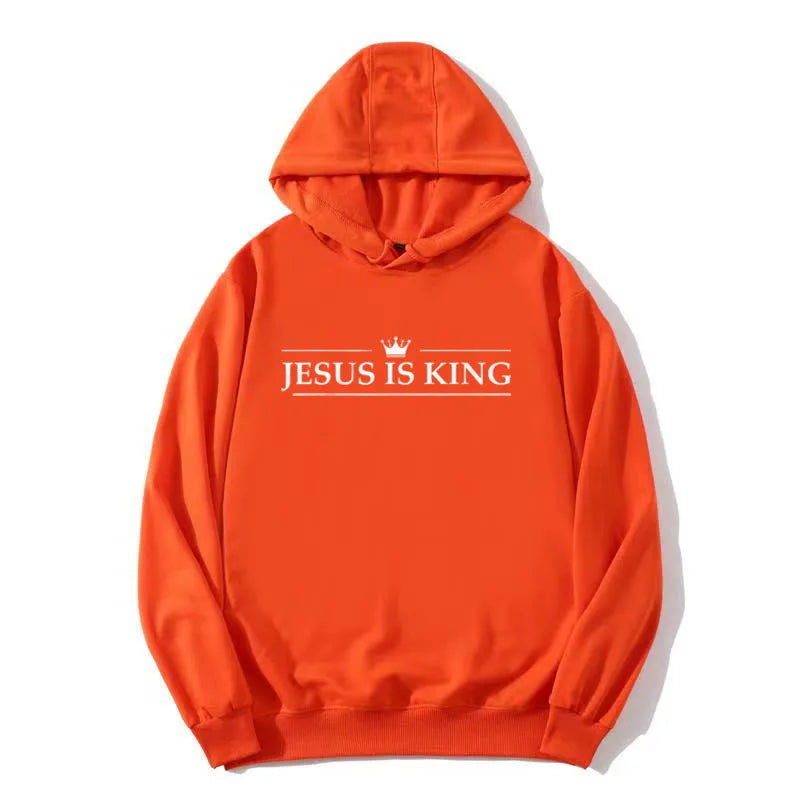 Hanorac cu imprimeu „Jesus Is King”, unisex
