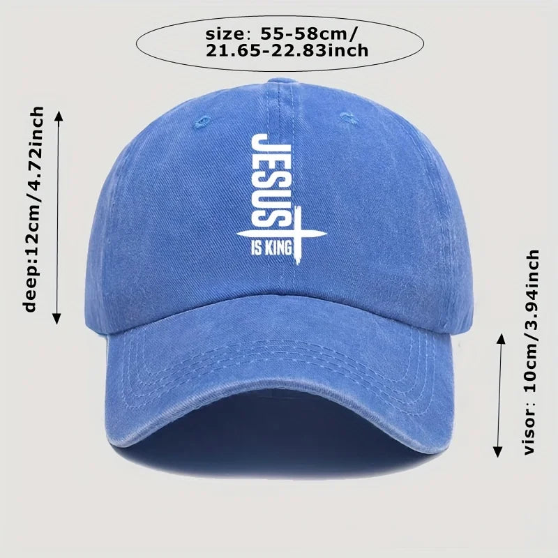 Șapcă unisex cu mesajul „Jesus Is King”, din bumbac, reglabilă