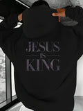 Hanorac bărbătesc cu imprimeu religios „Jesus Is King”