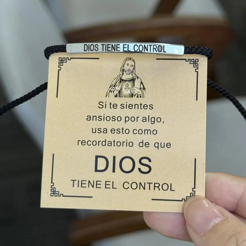 Brățară creștină din oțel inoxidabil „God Is in Control”