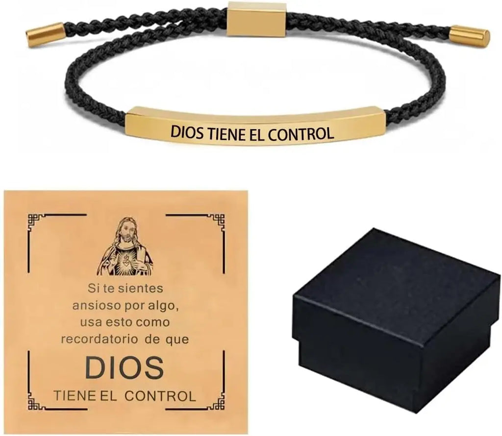Brățară creștină din oțel inoxidabil „God Is in Control”