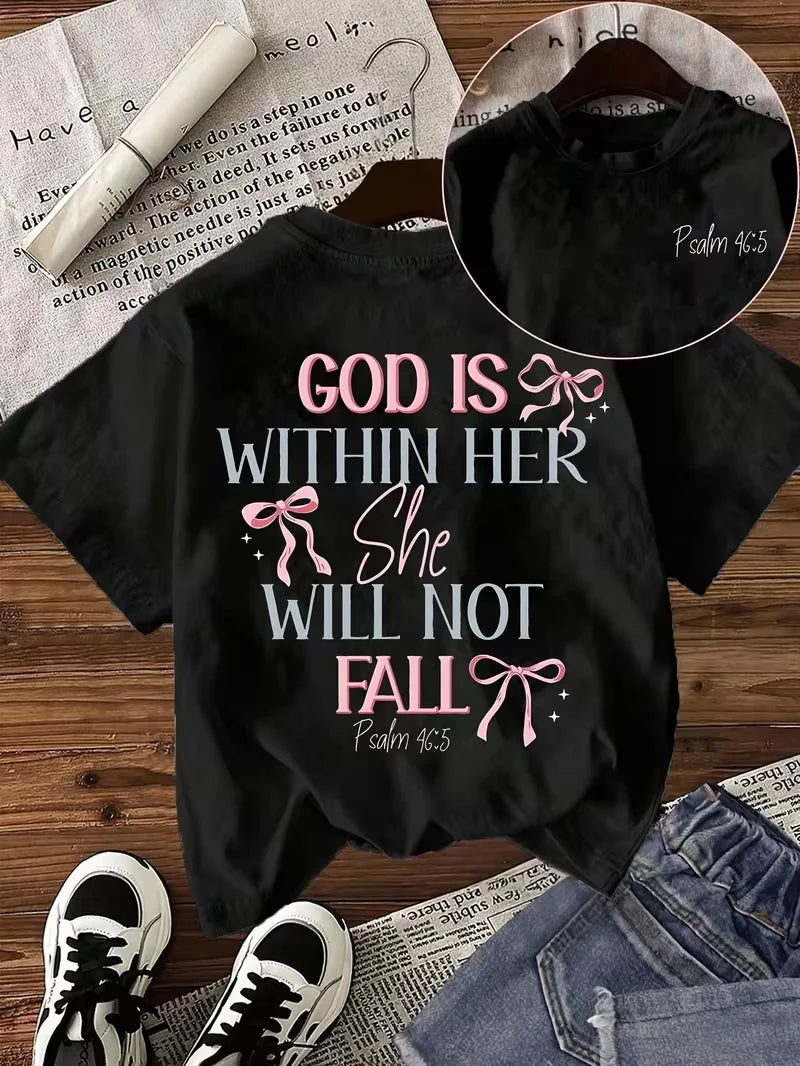 Tricou damă „God Is Within Her”, Psalmul 46:5